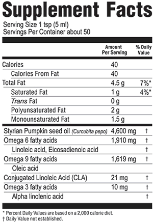 Styrian Pumpkin Seed Oil Supplemental Facts