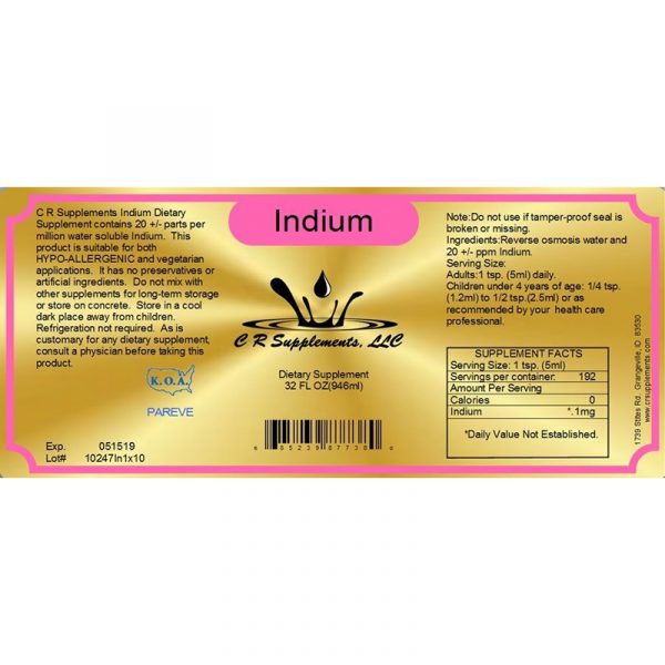 CR Supplements, Indium label