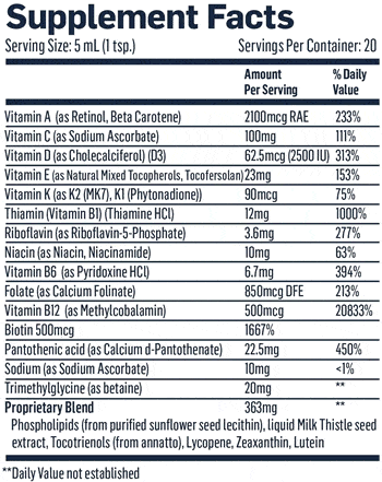 Ultra Vitamin Supplement Facts