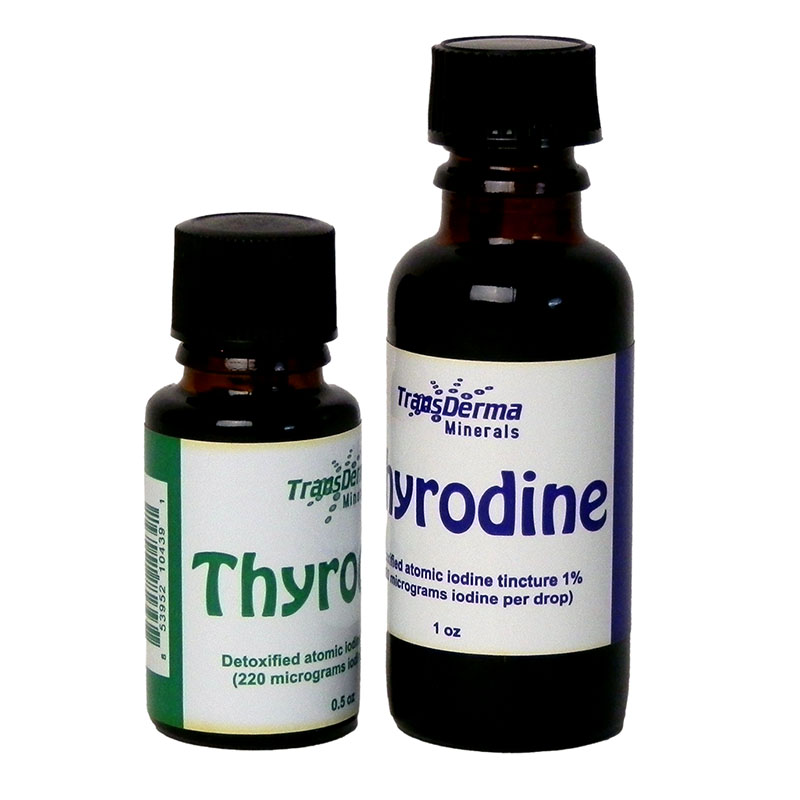Transderma Minerals thyrodine in 0.5 and 1 oz. glass bottles
