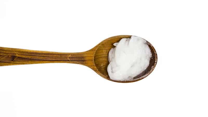 Coconut Oil on a Wooden Spoon
