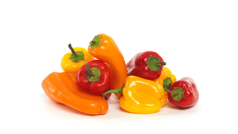 orange red and yellow hot or bell peppers