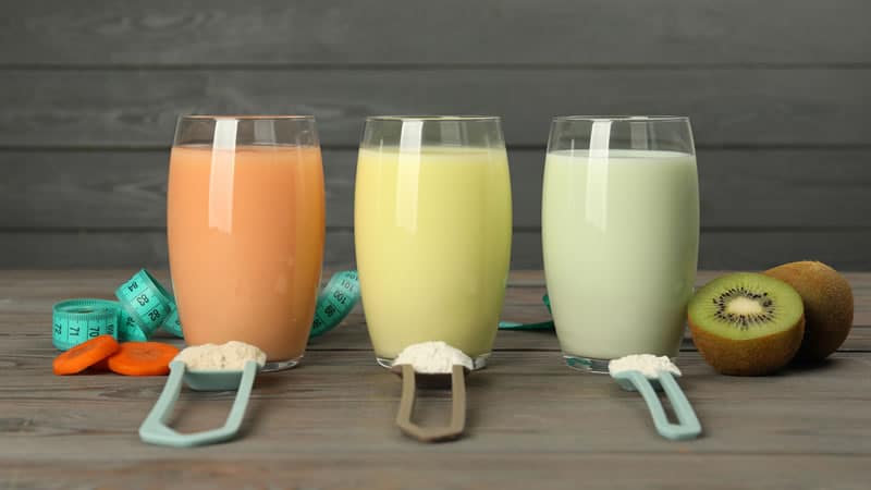 3 different smoothies with whey protein