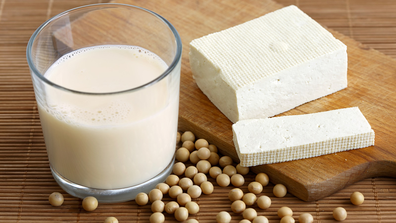 soy milk, soybeans and tofu