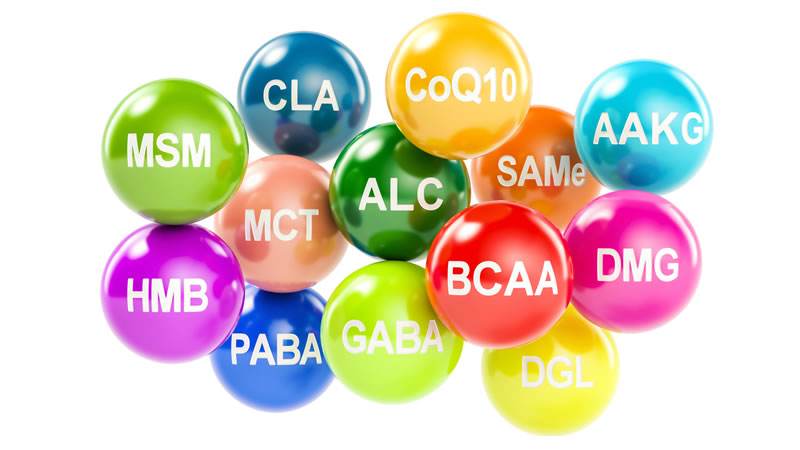 colorful assorted Amino Acid tablets