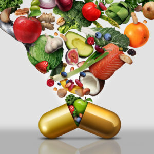 Capsule Exploding with Healthy Foods