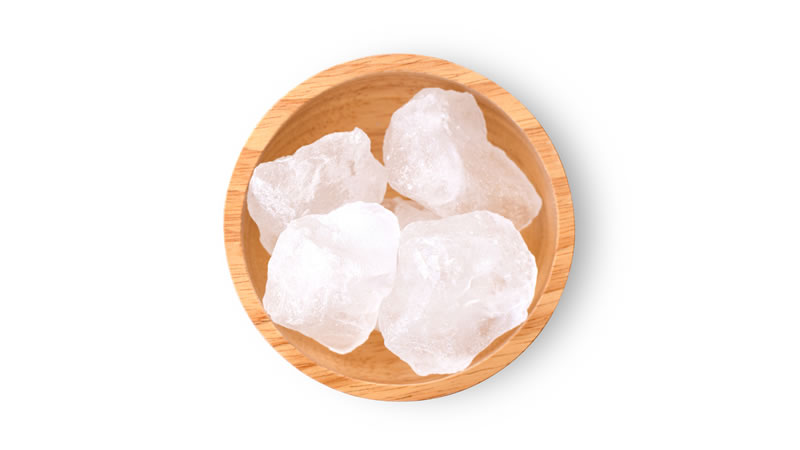 Crystal Salt in a Wooden Bowl
