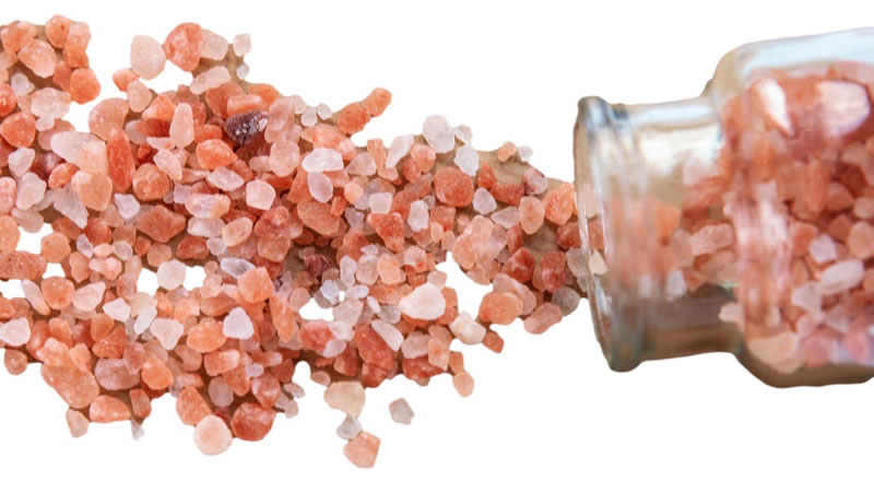 Pink Salt Spill out of Glass Jar