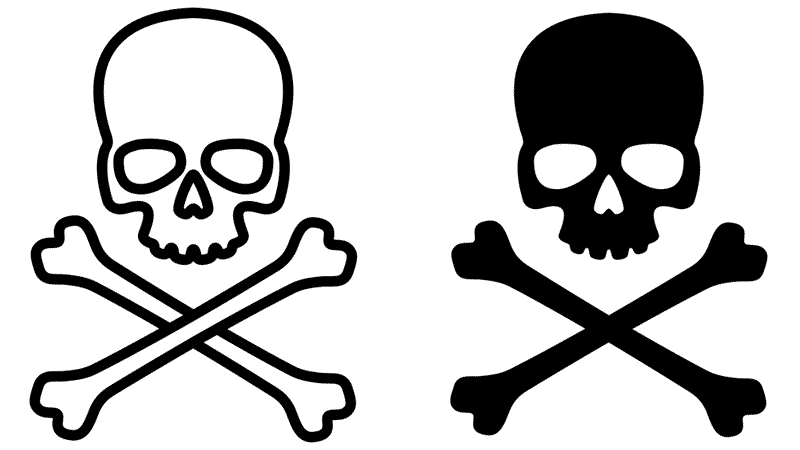 Skull and Cross Bones in both Black and White