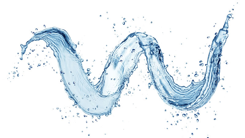 Horizontal blue water swirl with bubbles