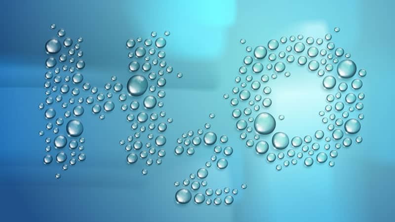 H2O spelled in water bubbles