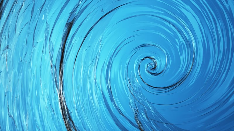 top view blue water vortex