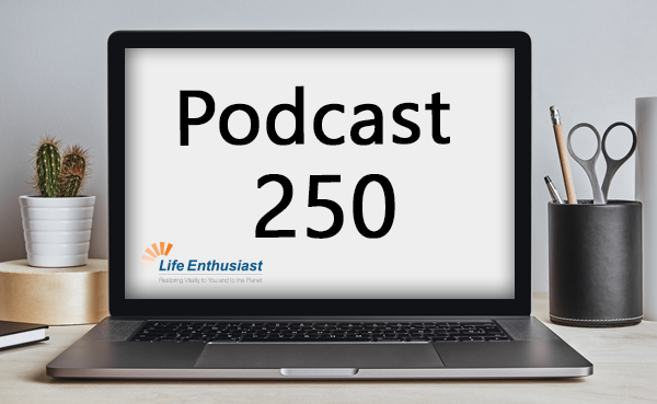 Computer laptop screen showing Podcast 250